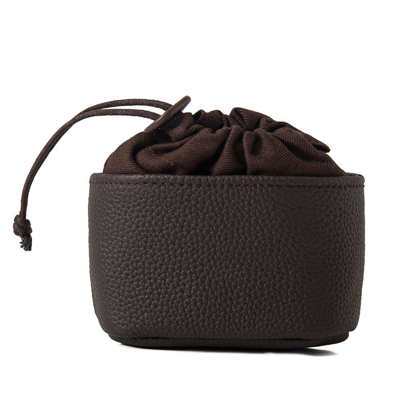 Women's Top-Grain Leather Drawstring Coin Purse N6J237