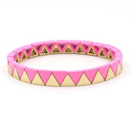 Load image into Gallery viewer, Rainbow Triangles Bracelet Modular Gold Enamel S5P050