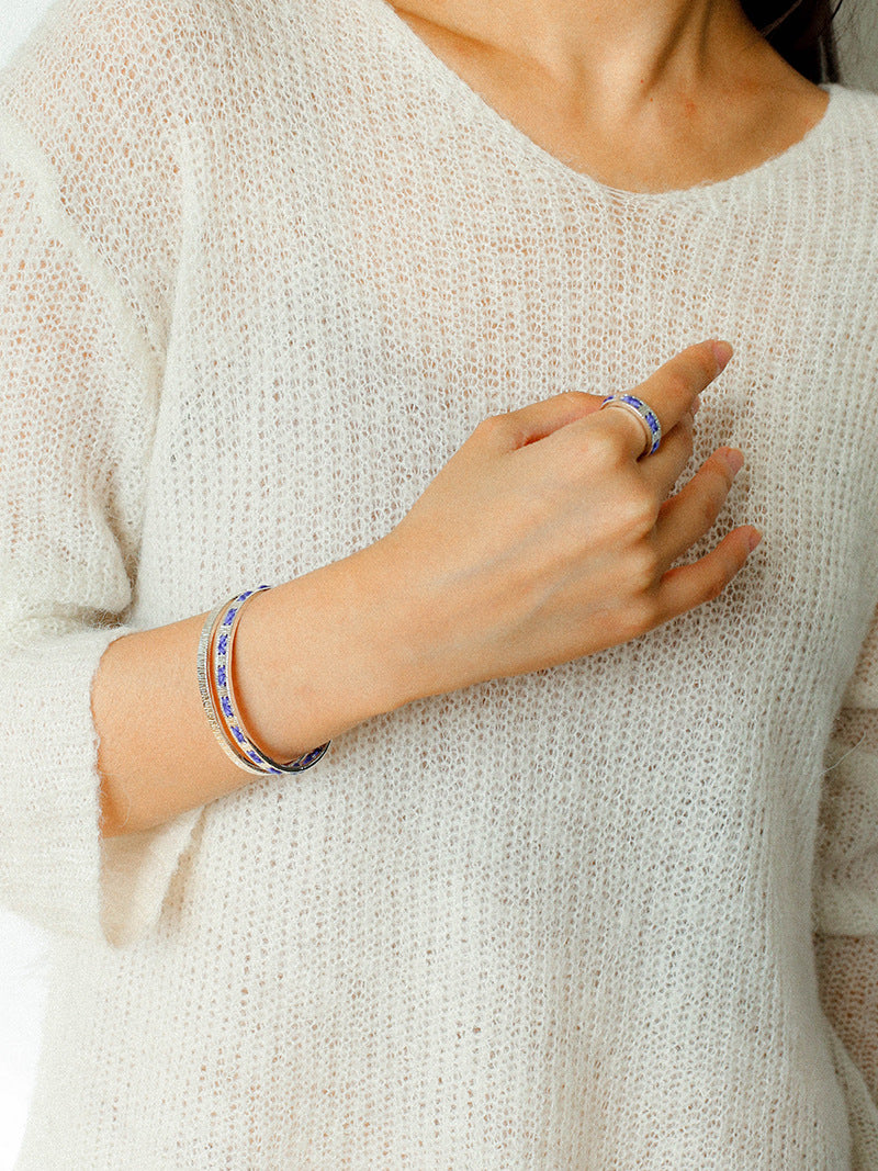 Color Thread Open Cuff Bracelet Women Retro N6C039
