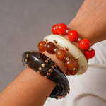 Load image into Gallery viewer, Vintage Resin Ombré Stud Circle Geometric Bangle N6H074