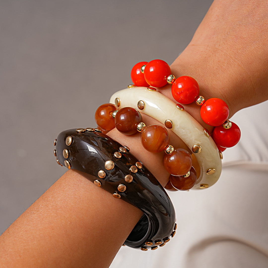 Vintage Resin Ombré Stud Circle Geometric Bangle N6H074