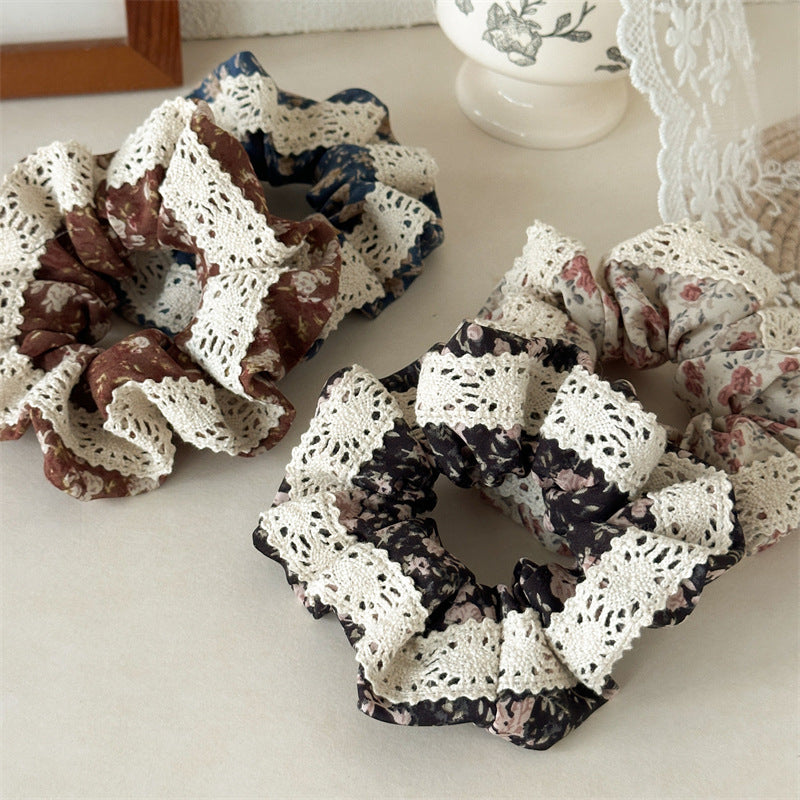 Floral Lace Bandana Scrunchie Women N6D002