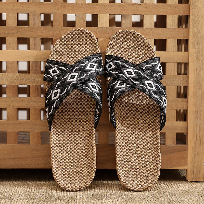 Breathable Anti-Slip Linen Slippers Women Summer N6C231