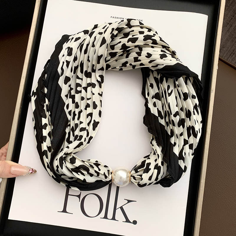 Magnetic Pearl Long Scarf Neck Warmer Women N6H112
