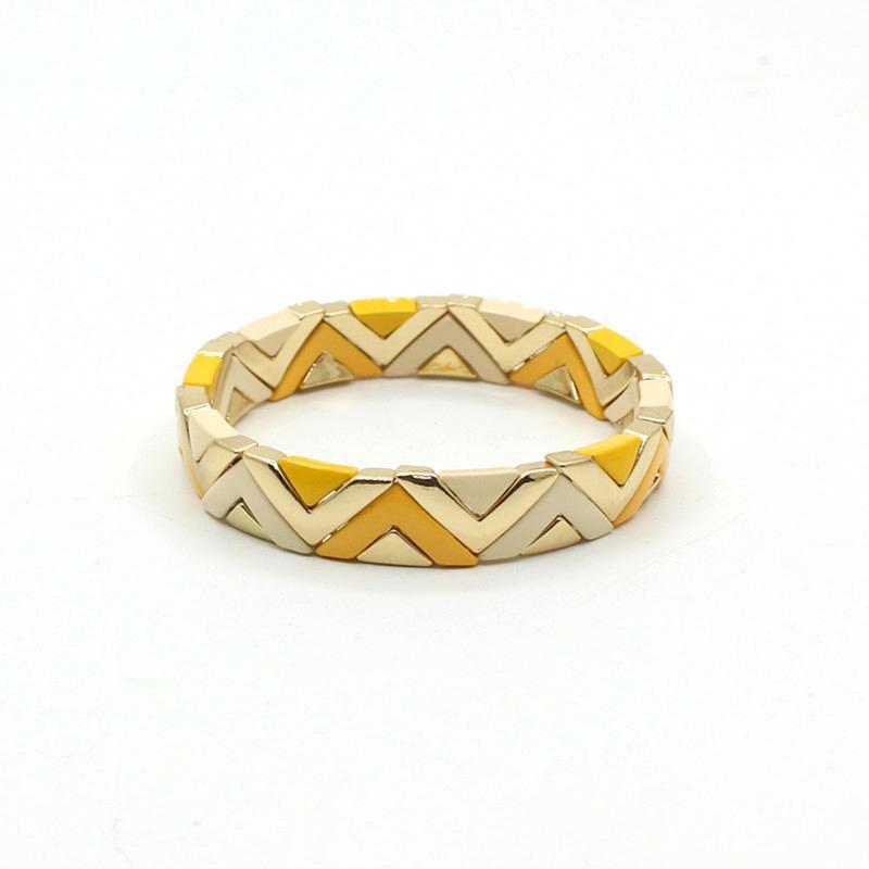 Wave Triangle Links Cuff Enamel Steel Elastic S5P142