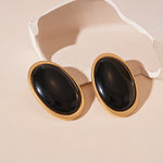 Load image into Gallery viewer, Vintage Resin Oval Geometric Silver Stud Earrings N6H089