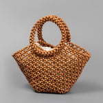 Load image into Gallery viewer, Hand Woven Maple Bead Crescent Bag Drawstring Closure S5P384