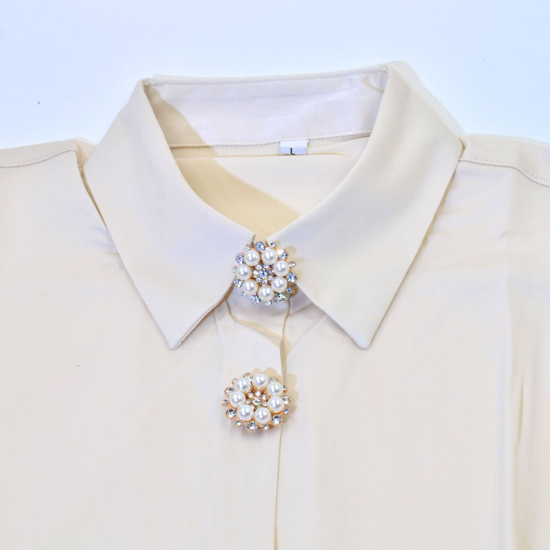 Alloy Rhinestone Round Mini Shirt Button Cover N6G124
