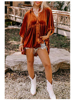 Load image into Gallery viewer, Velvet Single Breasted Mid Length Blouse Women N6B075