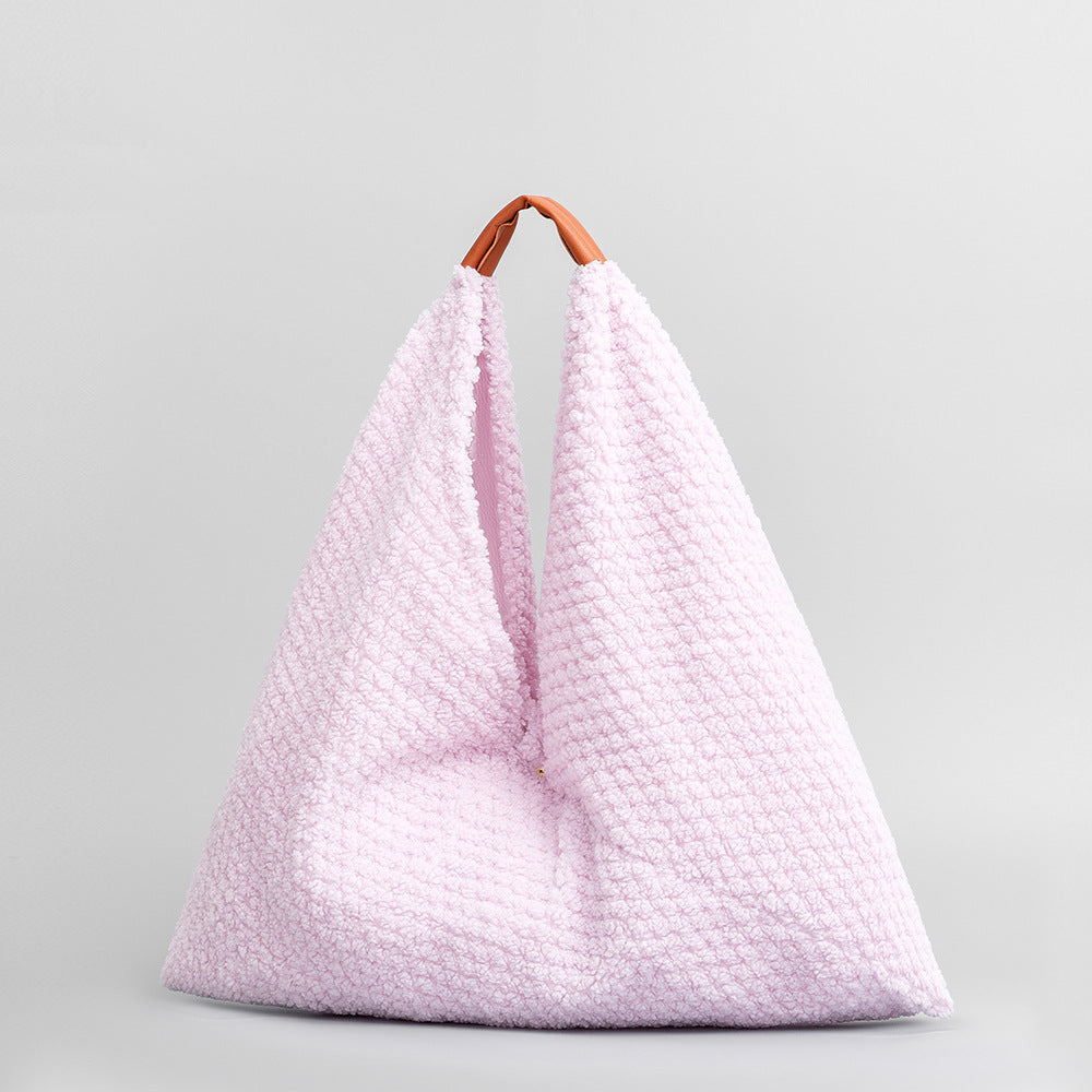 Furry Triangle Dumpling Bag Women Underarm Shoulder S5P654