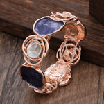 Load image into Gallery viewer, Hand-Painted Geometric Rose Stretch Bangle N6C214
