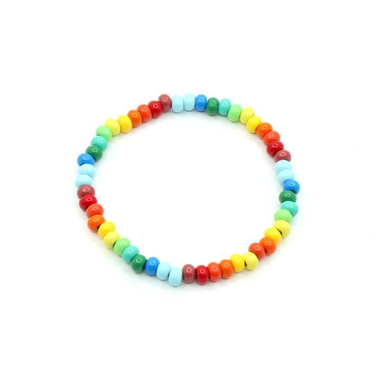 Rainbow Bamboo Pearl Enamel Beads Alloy Bracelet  S5P033