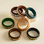 Load image into Gallery viewer, Wood and Marbled Acrylic Beaded Bracelet N6K141