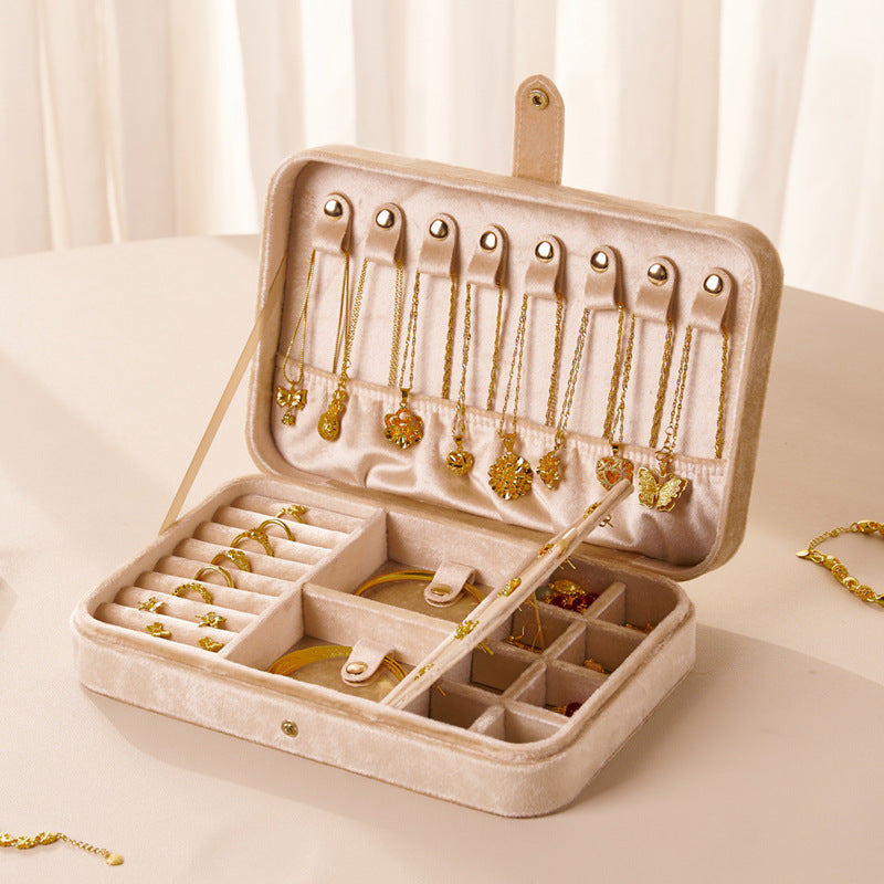 Large Velvet Jewelry Organizer Box Multi Compartment S5P829