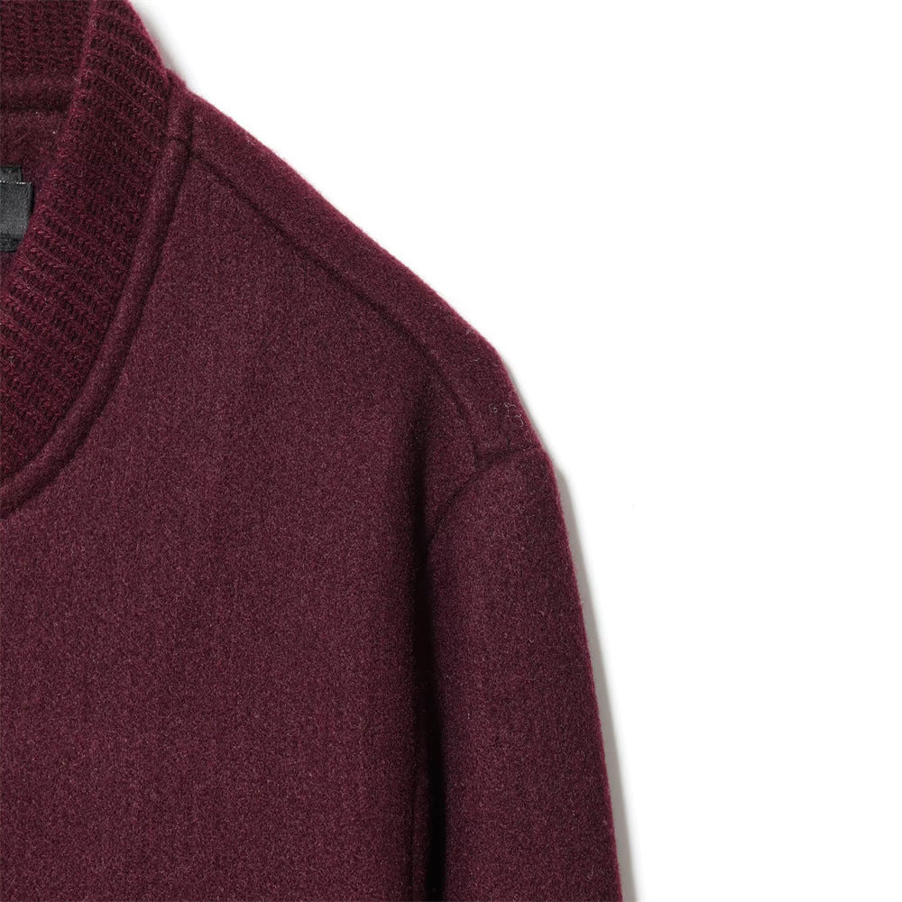 Round Neck Zip Soft Jacket Women Wine Red N5A403