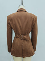 Load image into Gallery viewer, Suede Texture French Button Long Sleeve Blazer Women N6G294