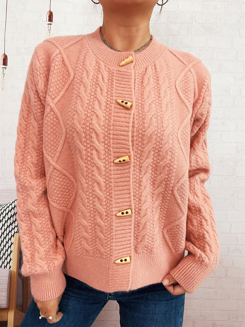 Cable Button Round Cardigan Mid Heavy Options N5Z901