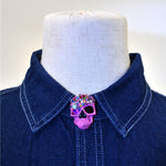 Load image into Gallery viewer, Pink Skull Crown Shirt Cuff Cover Metal Brooch Charm N6G125