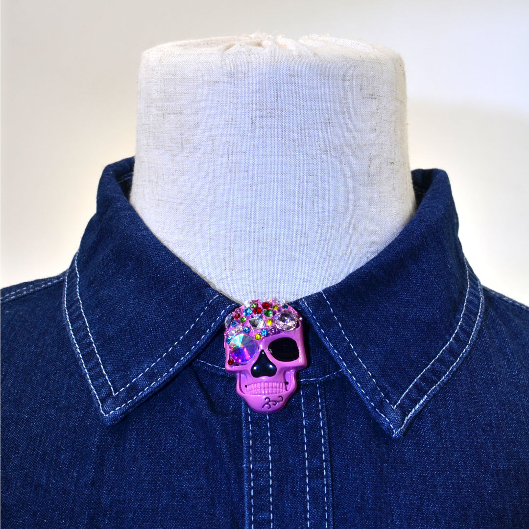 Pink Skull Crown Shirt Cuff Cover Metal Brooch Charm N6G125