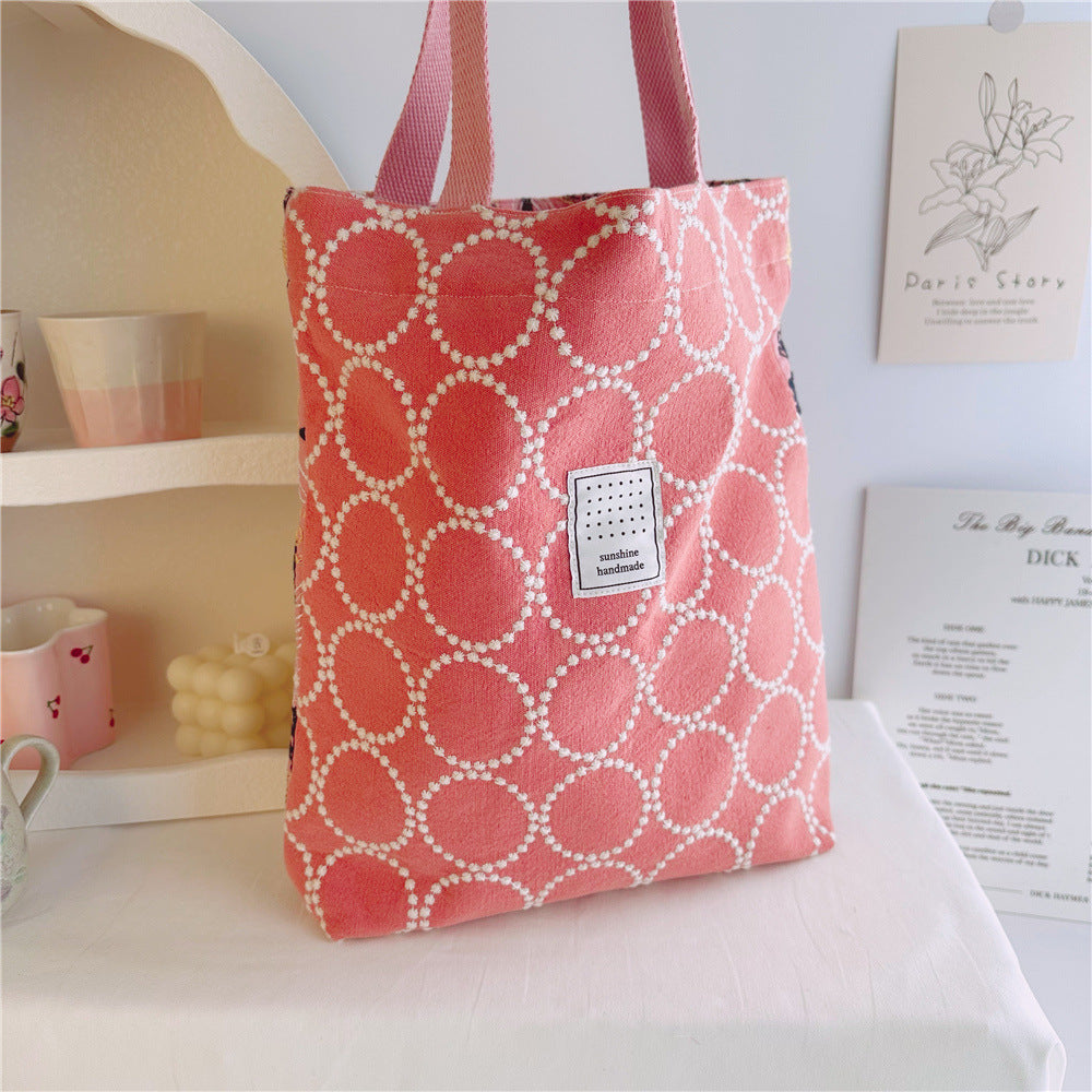Embroidered Cotton Linen Tote Bag Shoulder N6F150