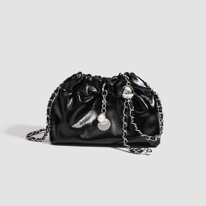 Pleated Bucket Bag PU Cloud Silhouette S5P309