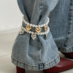 Load image into Gallery viewer, Crystal Cross Pearl Fringe Anklet Denim Jewelry N6B021