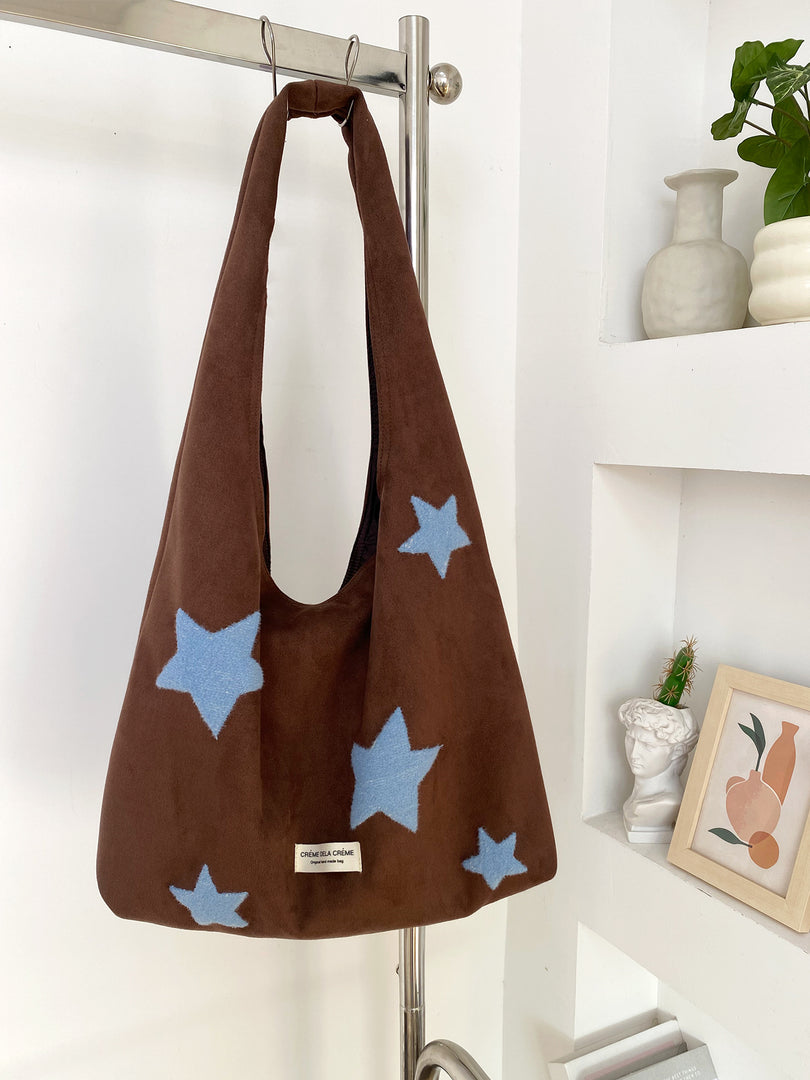Women's Suede-Feel Star Embroidered Tote Bag N6J182