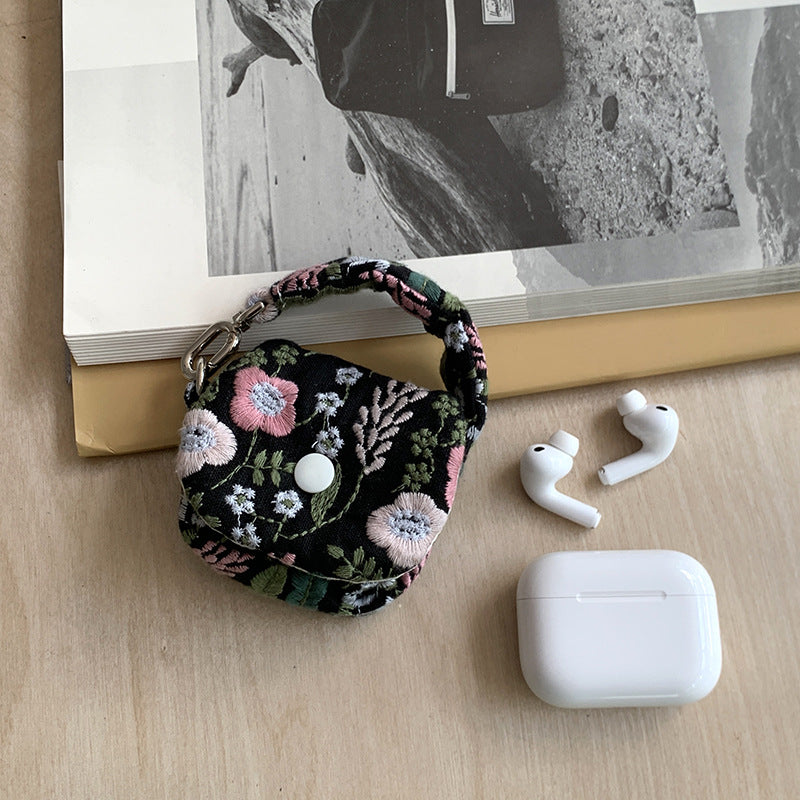 Floral Embroidered Cotton Linen Mini Coin Purse N6J269