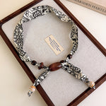 Load image into Gallery viewer, Womens Brown Leopard Print Beaded Scarf Necklace N6K279