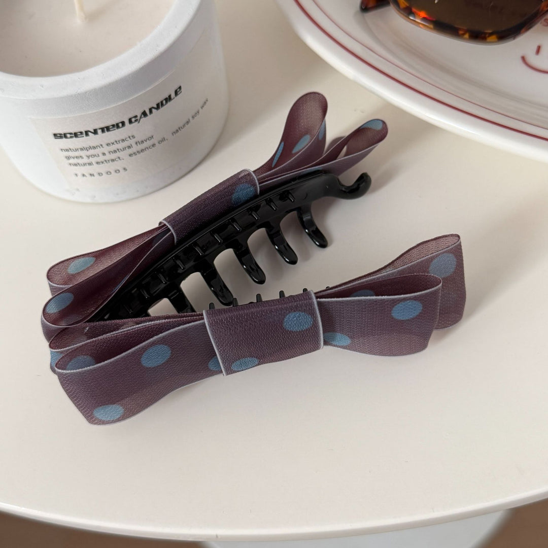 Polka Dot Bow Hair Clip Layered Banana Clip  N6F060