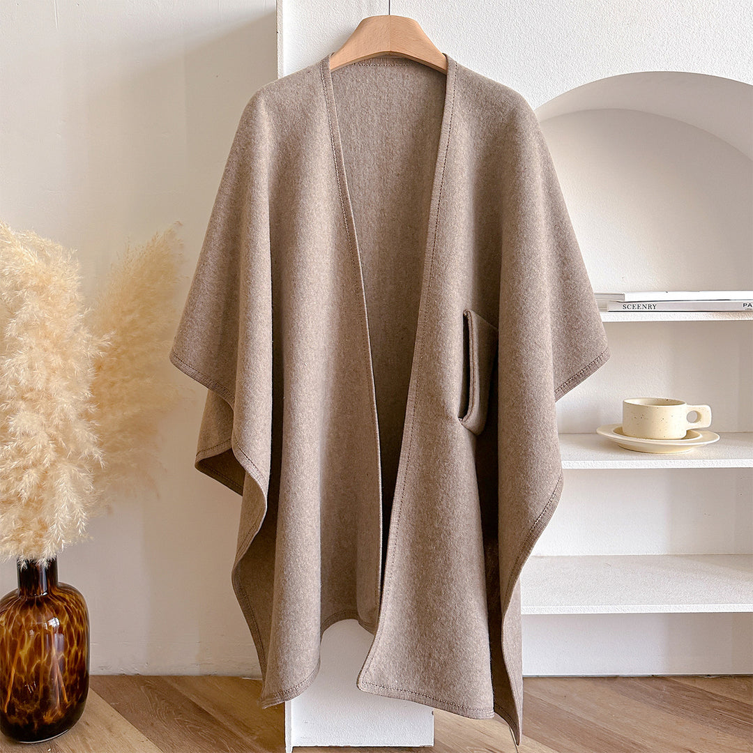 Solid Split Shawl Women Winter Warm Outerwear N6H239