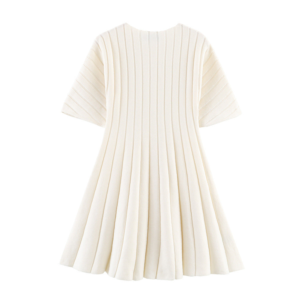Knit Round Neck Short Sleeve Dress Women N6C270