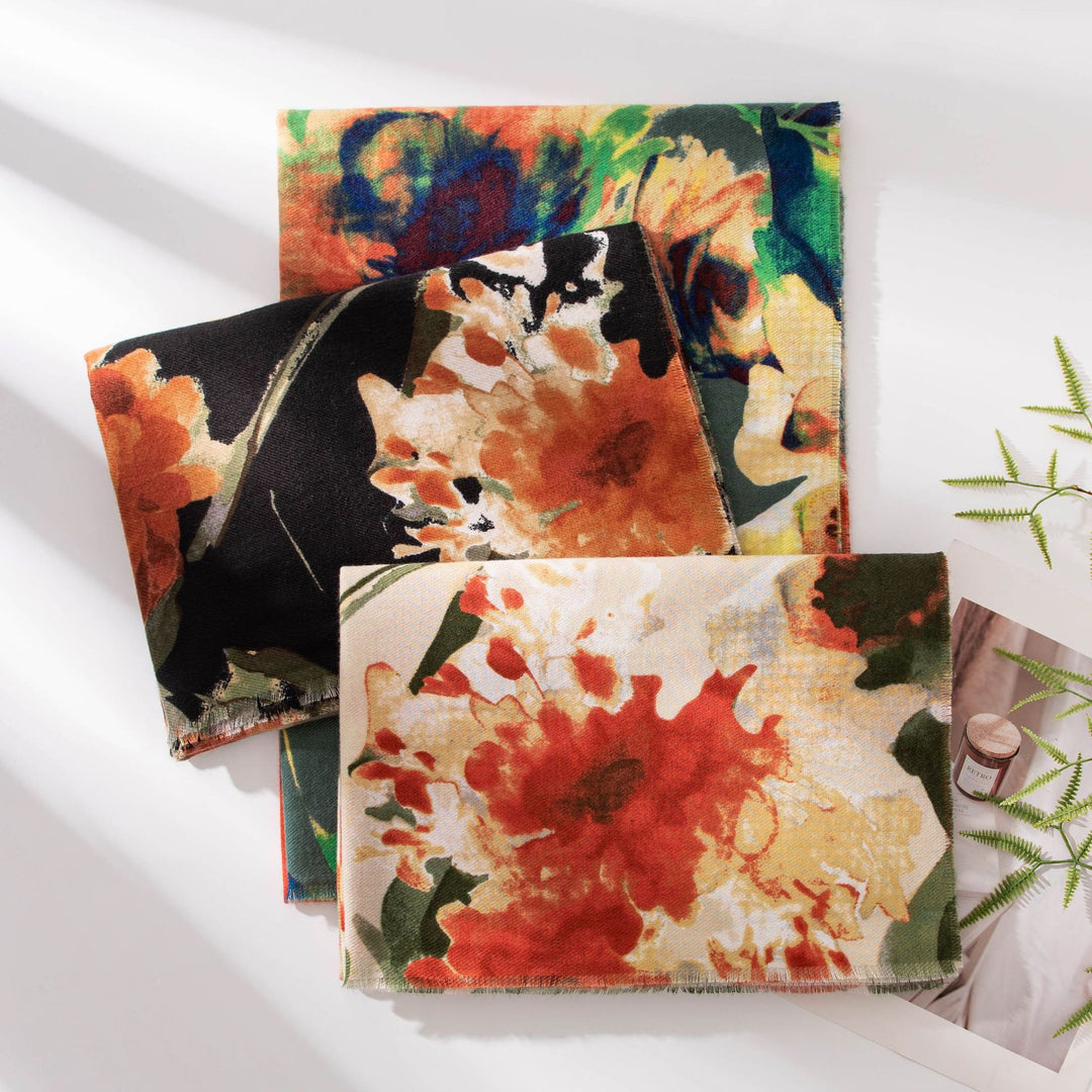 Printed Faux Cashmere Wrap  M5A185