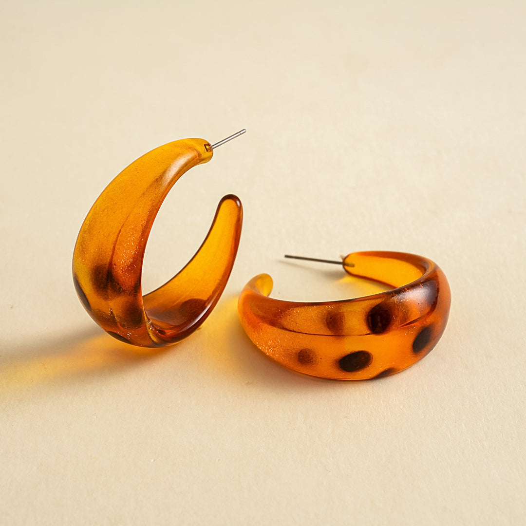 Womens Vintage Leopard Print C Shape Acrylic Stud Earrings N6K157