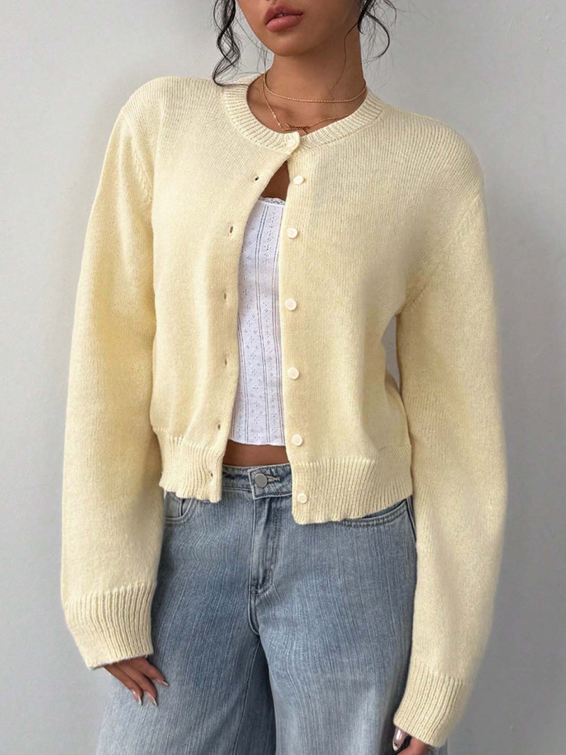 Cropped Cardigan Long Lightweight Yellow N5Z695