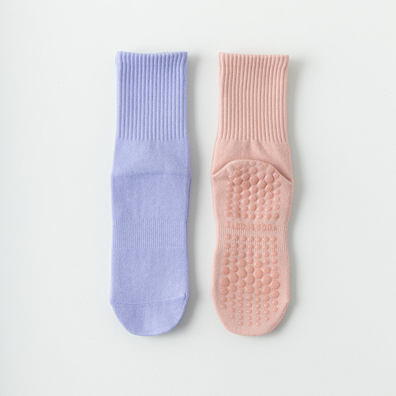 Solid Cotton Anti-Slip Yoga Socks Women Mid-Calf N6H003