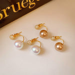 Load image into Gallery viewer, 2-in-1 Zircon Faux Pearl Stud Earrings Real Gold Plated N6H156