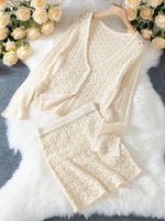 Load image into Gallery viewer, Lace Knit Cardigan Skirt Set Women N6C379
