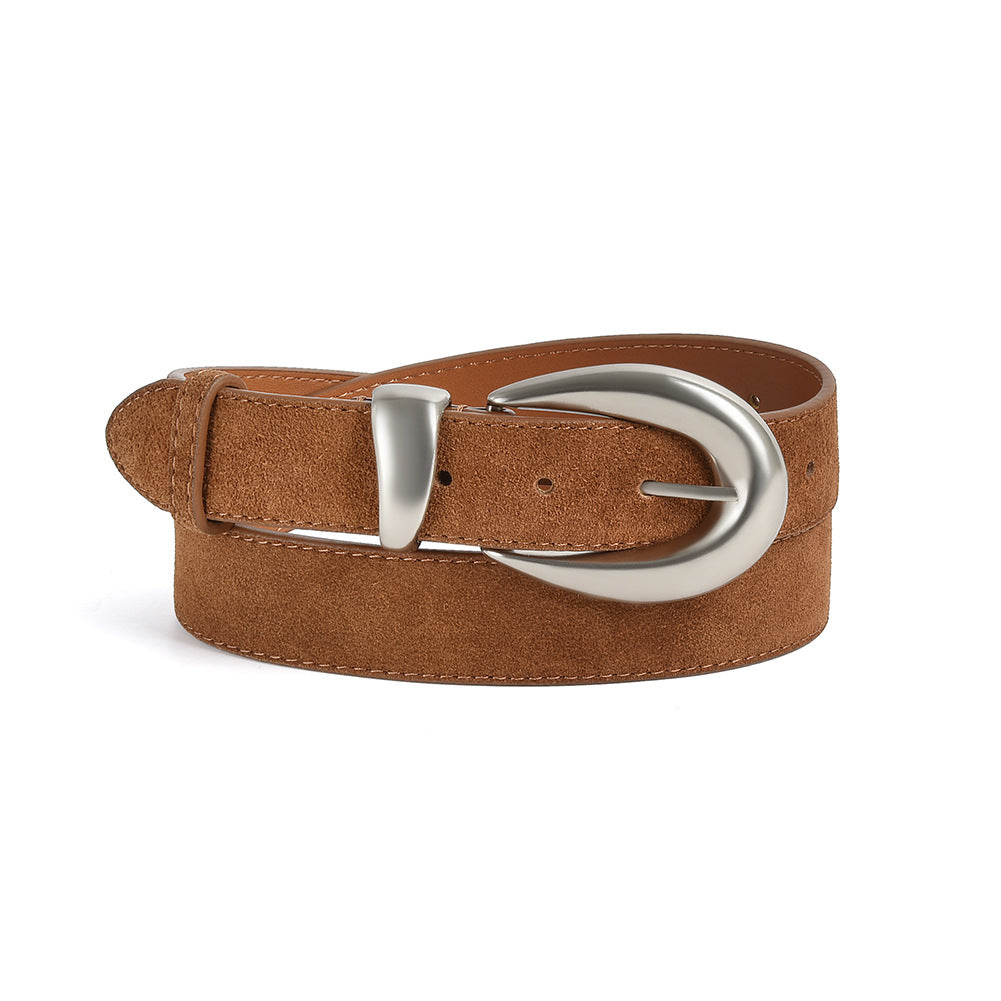 Vintage Suede Genuine Leather Belt Women  N6H333