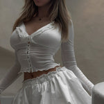 Load image into Gallery viewer, Deep V Hook Cardigan Bodycon Skirt Set White N5Z569
