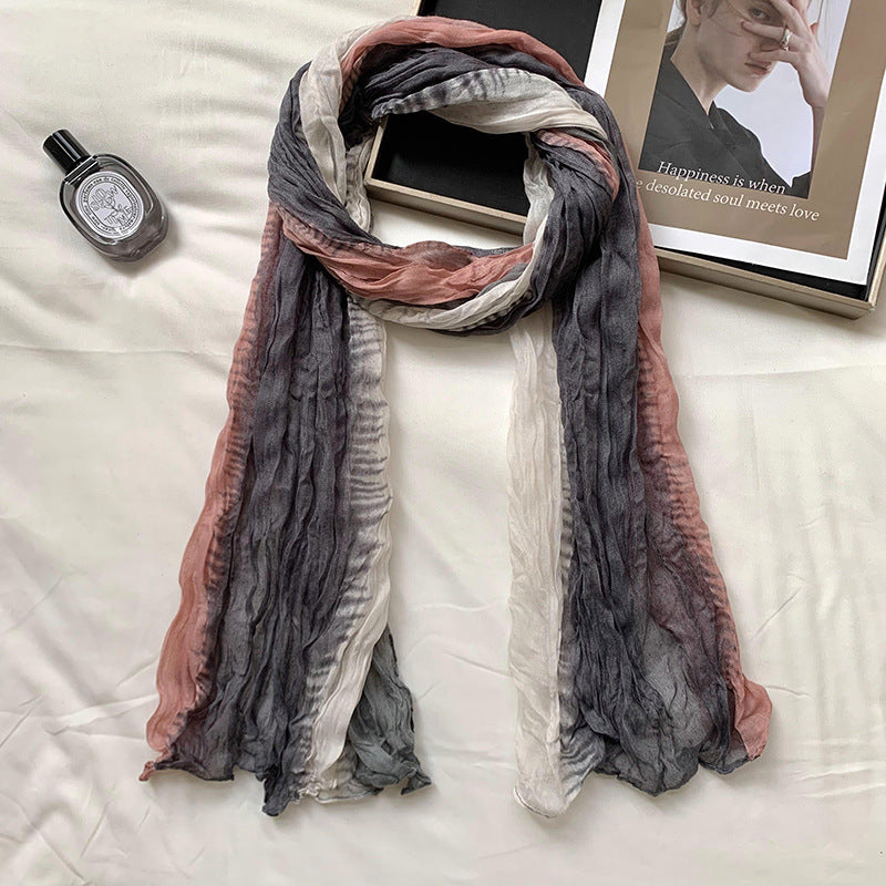 Pleated Gradient Scarf Women Sun Protection N6H247