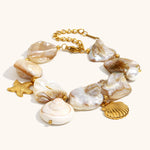 Load image into Gallery viewer, Baroque Shell Cuff Steel Gold Plated Coastal Motif  S5P222
