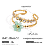 Load image into Gallery viewer, Crystal Flower Ring Openwork Adjustable Gold Plated S5P030
