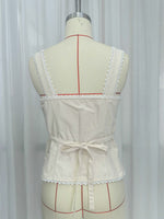 Load image into Gallery viewer, French Lace Trim Button Front Sleeveless Tank N6F018