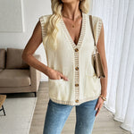 Load image into Gallery viewer, Contrast V Neck Vest Sleeveless Ultra Light White N5Z486
