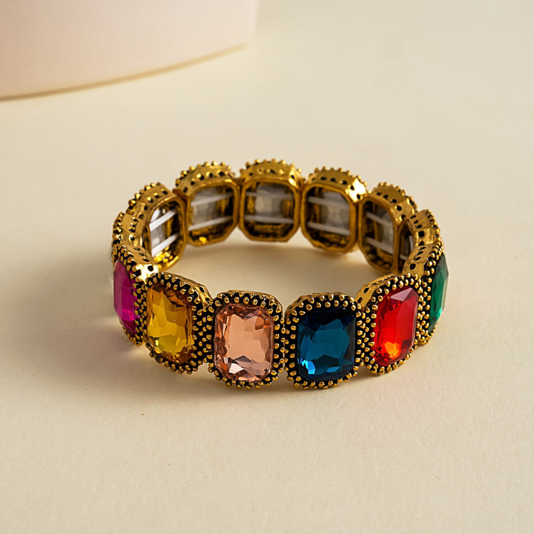 Womens Rhinestone Square Alloy Stretch Bracelet N6K135
