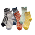 Load image into Gallery viewer, Plaid Ruffle Trim Mid-Calf Socks Women Preppy N6H006