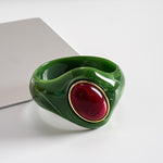 Load image into Gallery viewer, Oversized Acrylic Ombré Colorblock Oval Bangle Women N6H070