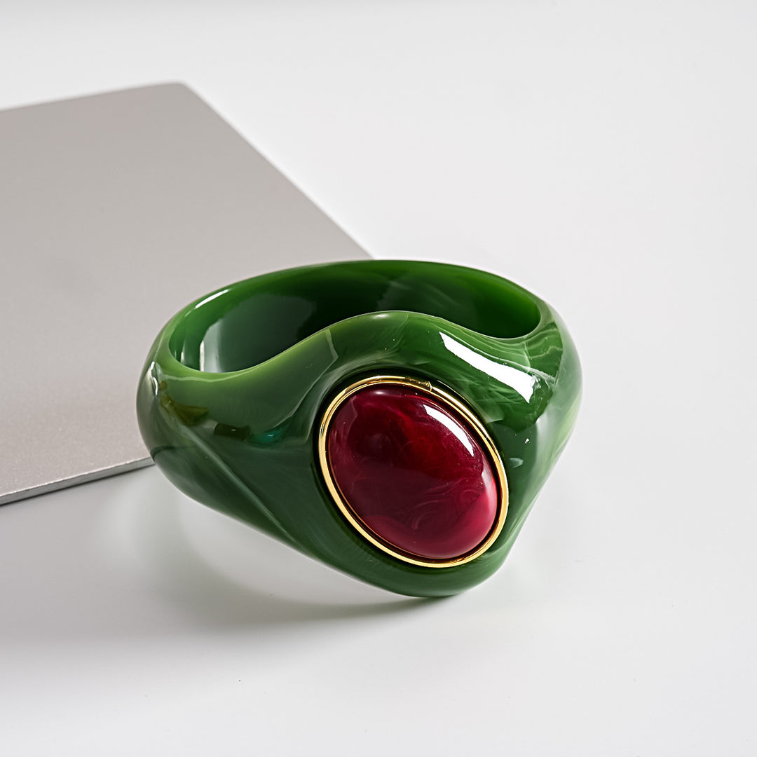 Oversized Acrylic Ombré Colorblock Oval Bangle Women N6H070