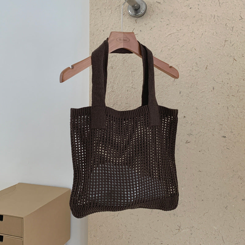 Mesh Crochet Tote Bag Vintage Women N6C060